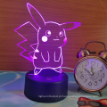 Pokemon Pikachu 3D LED Night Light, 3D Optical Illusion Visual Lamp 7 Colors Touch Table Desk Lamp